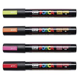 Posca Paint Markers - Set of 4, Neon Colors, Medium Bullet Tip, caps on