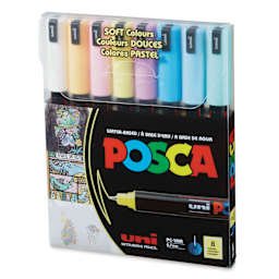 Posca Paint Markers - Set of 8, Soft Colors, X Fine Tip, 0.7 mm, front of packaging