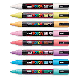 Posca Paint Markers - Soft Colors, Set of 8, Medium Tip, 2.5 mm