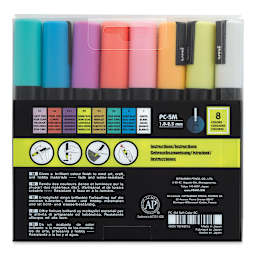 Posca Paint Markers - Soft Colors, Set of 8, Medium Tip, 2.5 mm - back of packaging