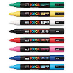 Posca Paint Markers - Assorted Colors, Set of 8, Medium Tip, 2.5 mm