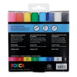 Posca Paint Markers - Assorted Colors, Set of 8, Medium Tip, 2.5 mm - back of packaging