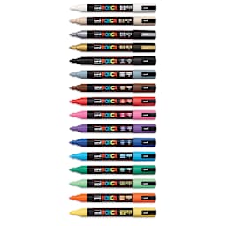 Posca Paint Markers - Assorted Colors, Set of 16, Medium Tip, 2.5 mm