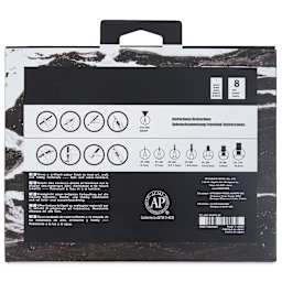 Uni Posca Paint Markers - White, Set of 8, Assorted Tips - back of packaging