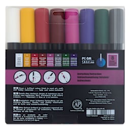 Posca Paint Markers - Dark Colors, Set of 8, Medium Tip, 2.5 mm - back of packaging
