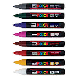 Uni Posca Paint Markers - Dark Colors, Set of 8, Medium Tip, 2.5 mm
