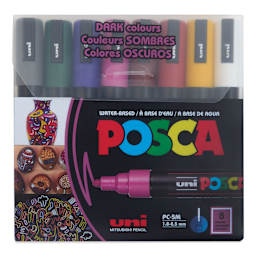 Posca Paint Markers - Dark Colors, Set of 8, Medium Tip, 2.5 mm - front of packaging