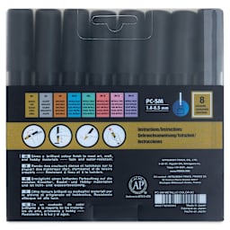 Posca Paint Markers - Metallic, Set of 8, Medium Tip - back of packaging