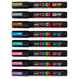 Posca Paint Markers - Metallic, Set of 8, Medium Tip - with caps on
