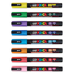 Posca Paint Markers - Glitter, Set of 8, Fine Tip - with caps on