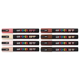Posca Paint Markers - Portrait Colors, Set of 8, 2.5 mm, laid out with caps on