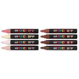 Posca Paint Markers - Portrait Colors, Set of 8, 2.5 mm, laid out with caps off