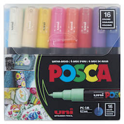 Posca Paint Markers - Assorted Colors, Set of 16, 0.7 mm, front of the packaging