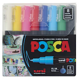 Posca Paint Markers - Assorted Colors, Set of 8, 0.7 mm, front of the packaging
