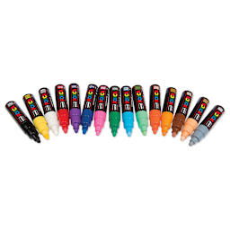 Uni Posca Paint Markers - __BLICK Exclusive__ Assorted Colors, Set of 15, Bullet Tip, 7 mm (out of package with caps off)