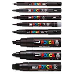 Posca Paint Markers - Black, Set of 8, Assorted Tips