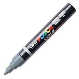 Posca Brush Paint Marker - Grey, Brush Tip, 1.0 - 4.0 mm, cap off