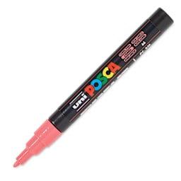 Posca Paint Marker - Coral Pink, Fine, Bullet Tip, 0.9 mm - 1.3 mm - cap off