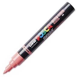 Posca Brush Paint Marker - Coral Pink, Brush Tip, 1.0 - 4.0 mm, cap off