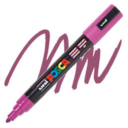 Posca Paint Marker - Raspberry, Bullet Tip, 2.5 mm - swatch and marker