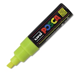 Posca Paint Marker - Fluorescent Yellow, Broad Chisel Tip, 8 mm