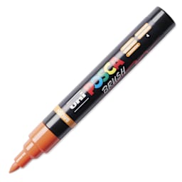 Posca Brush Paint Marker - Orange, Brush Tip, 1.0 - 4.0 mm, cap off