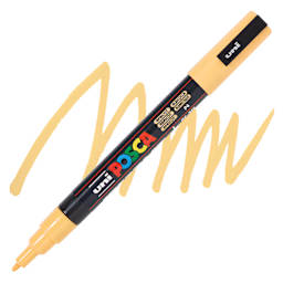 Posca Paint Marker - Apricot, Fine, Bullet Tip, 0.9 mm - 1.3 mm - swatch and marker