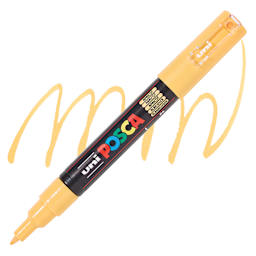 Posca Paint Marker - Apricot, X-Fine, Bullet Tip, 0.7 mm - swatch and marker