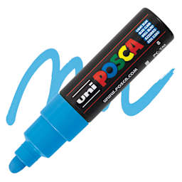 Posca Paint Marker - Light Blue, Broad Bullet Tip, 4.5 mm - 5.5 mm - marker and swatch