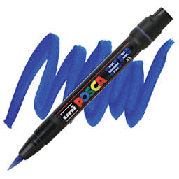 Posca Paint Marker - Blue, Brush Tip - marker and swatch