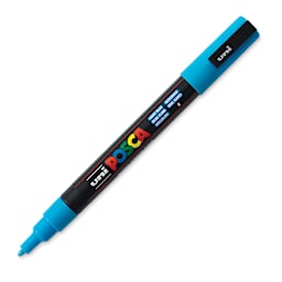 Posca Paint Marker - Light Blue, Fine, Bullet Tip, 0.9 mm - 1.3 mm - Uncapped