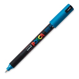 Posca Paint Marker - X-Fine tip, 0.7 mm, Metallic Blue - Uncapped.