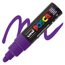 Uni Posca Paint Marker - Violet, Broad Bullet Tip, 4.5-5.5 mm marker and swatch