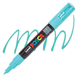 Posca Paint Marker - Aqua Green, X-Fine, Bullet Tip, 0.7 mm - swatch and marker