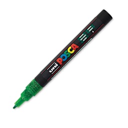 Posca Paint Marker - Glitter Green, Fine, Bullet Tip, 0.9 mm - 1.3 mm
