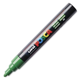 Posca Paint Marker - Forest Green, Medium Bullet Tip, cap off