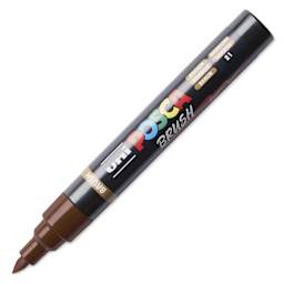 Posca Brush Paint Marker - Brown, Brush Tip, 1.0 - 4.0 mm, cap off