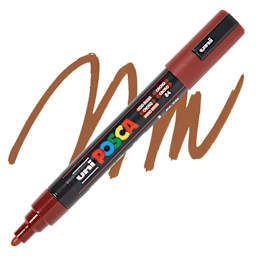 Posca Paint Marker - Cacao Brown, Bullet Tip, 2.5 mm - swatch and marker
