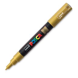 Posca Paint Marker X-Fine, Bullet Tip, 0.7mm, Gold - uncapped