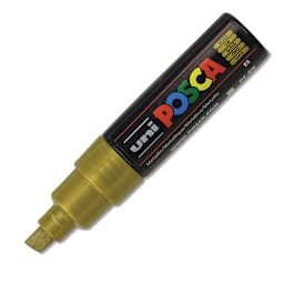 Uni Posca Paint Marker - Gold, Broad Chisel Tip, 8 mm