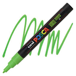 Posca Paint Marker - Apple Green, Fine, Bullet Tip, 0.9 mm-1.3 mm marker and swatch