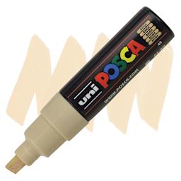 Posca Paint Marker - Beige, Broad Chisel Tip, 8 mm marker and swatch