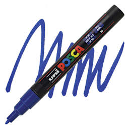 Posca Paint Marker - Blue, Fine, Bullet Tip, 0.9 mm-1.3 mm - marker and swatch