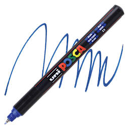 Posca Paint Marker - Blue, X-Fine Tip, 0.7 mm - marker and swatch