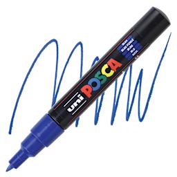 Posca Paint Marker - Blue, X-Fine, Bullet Tip, 0.7 mm marker and swatch