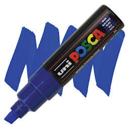 Posca Paint Marker - Blue, Broad Chisel, 8 mm - marker and swatch