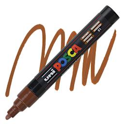 Posca Paint Marker - Brown, Bullet Tip, 2.5 mm marker and swatch