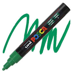 Posca Paint Marker - Green, Bullet Tip, 2.5 mm - marker and swatch