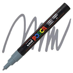 Posca Paint Marker - Grey, Fine, Bullet Tip, 0.9 mm-1.3 mm - marker and swatch