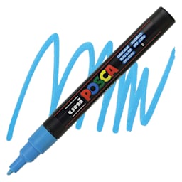 Posca Paint Marker - Light Blue, Fine, Bullet Tip, 0.9 mm - 1.3 mm - marker and swatch